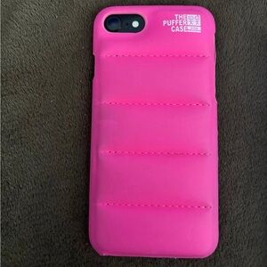 Pink iPhone SE puffer case